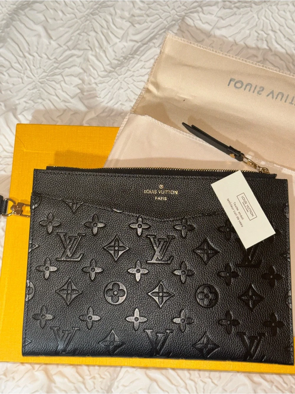 Louis Vuitton Black Embossed Monogram Flat Pouch
